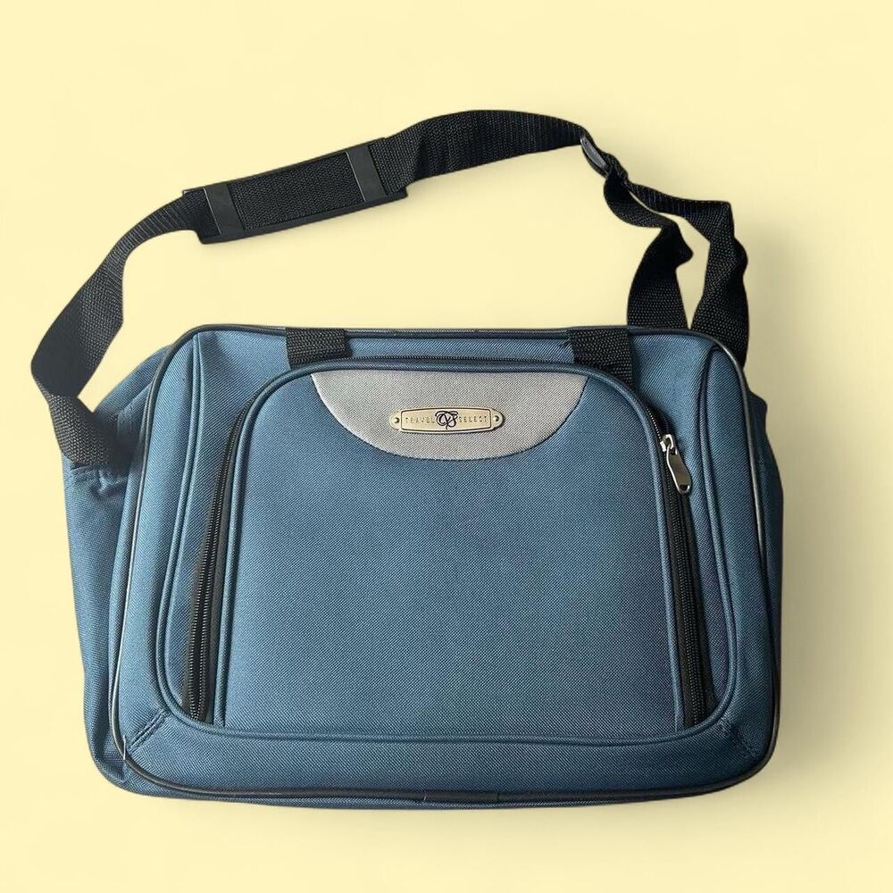 Vintage Blue 90s Laptop Bag/ Messenger Bag/ Backpack with Adjustable Strap